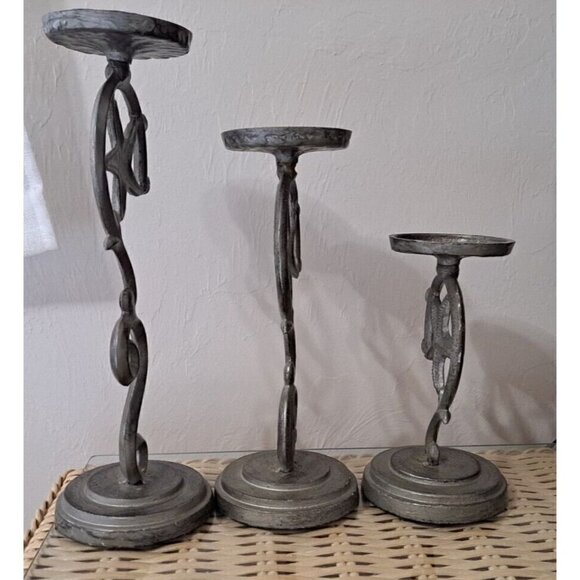 Set of 3 Sanibel Home Metal Graduated Height Pillar Candle Holders Starfish - Picture 4 of 9